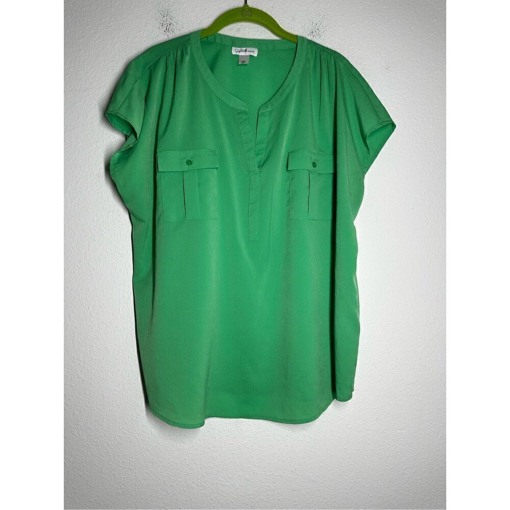 Jaclyn Smith Women's Bohemian Size XXL Green Sleeveless Summer Blouse